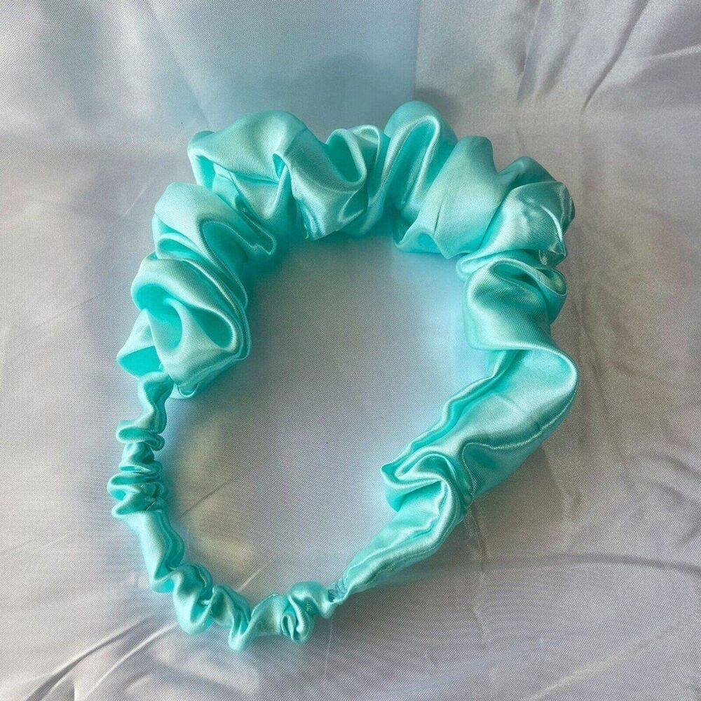 Blue Satin Headband wrap scrunched For Women’s And Girls Pleated design - Picture 5 of 12